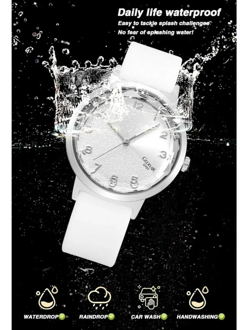 Women's White Analog Quartz Silicone Timepiece Waterproof Casual Wrist Watch